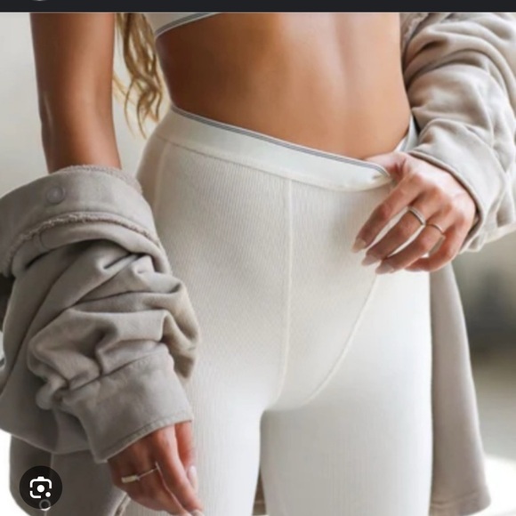 Vintage Joah Brown Cream Ribbed Leggings thermal - Picture 4 of 8